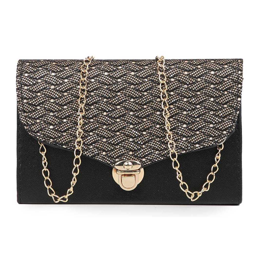 Stylish Black PU Solid Women Sling Bags